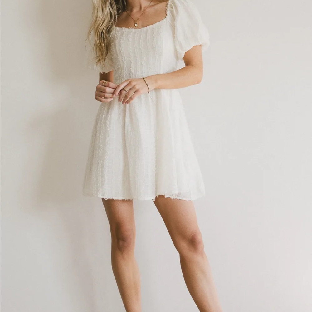 White Short Sleeve Mini Dress